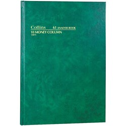 Collins Analysis 61 Series A4 10 Money Column Green EACH