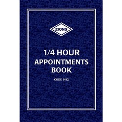 ZIONS 1412 APPOINTMENT BOOK 1/4Hr 297X210mm A4