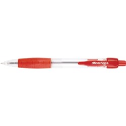 Office Choice Ballpoint Retractable Pen Medium 1mm Red Box of 12