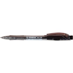 STABILO308 RETRACTABLE BALLPEN Medium Black, Bx10