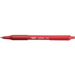 Bic Softfeel Ballpoint Pen Retractable Medium 1mm Red Box 12