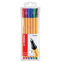 Stabilo Point 88 Fineliner Pen 0.4mm Assorted Wallet of 6