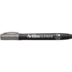 Artline Supreme Permanent Markers Bullet 1mm Grey Pack of 12