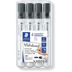 Staedtler 351 Lumocolor Whiteboard Marker Bullet 2mm Black Wallet of 4