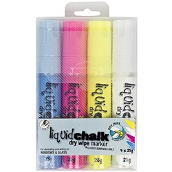 Texta Jumbo Liquid Chalk Marker Dry Wipe Chisel 15mm Assorted Wallet Of 4