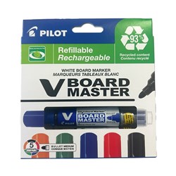 Pilot V Board Master Begreen Whiteboard Marker Bullet 0.9mm Assorted Wallet of 5