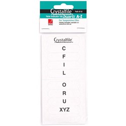 CRYSTALFILE INDICATOR INSERTS New Style A-Z White PACK 60