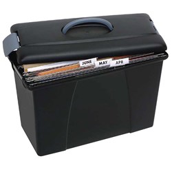 Crystalfile Carry Case 18L Foolscap Black with Grey Trim