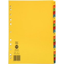 Marbig Manilla Divider A4 A-Z Tab Bright Colours
