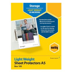 Marbig Sheet Protectors A5 Economy Low Glare Box Of 100