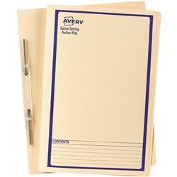 Avery Spiral Action File Foolscap Buff Printed Blue Box 25