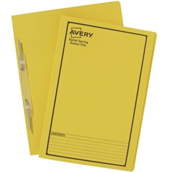 Avery Spiral Action File Foolscap Yellow Printed Black Box 25