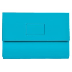 Marbig Slimpick Document Wallet Foolscap Manilla 30mm Gusset Blue Box 50