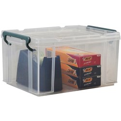 Italplast 20 Litre Stacka Stacka Plastic Storage Box With Secure Lid Clear