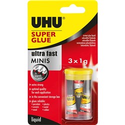 UHU SUPERGLUE Mini's 3 x 1ml Carded EACH