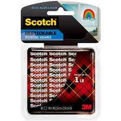 SCOTCH R100 MOUNTING TABS R/useClear 25.4X25.4mm 18 Tabs