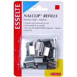 Esselte Nalclip Refills Medium Stainless Steel 40 Sheet Capacity Pack Of 50