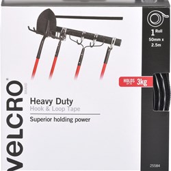 VELCRO 25584 STICK ON Heavy Duty 50mmx2.5m Blk EACH