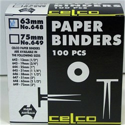 ESSELTE PAPER BINDERS No. 648 - 63mm Box of 100