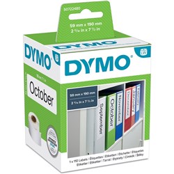 Dymo SD99019 Labelwriter Label 59x190mm Lever Arch Paper White Box of 100