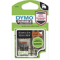 Dymo D1 Label Cassette Tape Durable 12mm x 3m Black on Orange