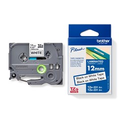 BROTHER TZE231V2 PTOUCH TAPE 12mmx8mt Black On White Twin Pack
