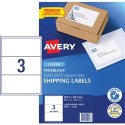 AVERY L7155 MAILING LSR LABELS 200.7x93.1mm 3/Sht Shipping BOX 300