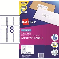AVERY L7161 MAILING LABELS Laser 18/Sht 63.5x46.6mm BOX 1800