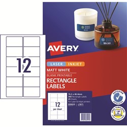 AVERY L7671 MEDIA LASER LABELS Video Face 12/Sht 76.2x46.4mm PK 300