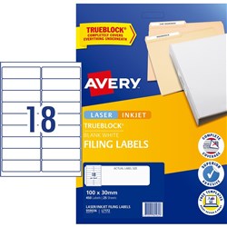 AVERY L7172 FILING LASER LABEL Ring Binder 100x30mm PK 450