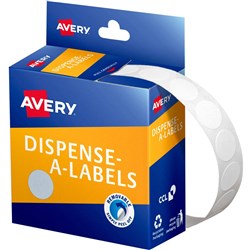 AVERY DMC14W DISPENSER Label Circle 14mm White PK 1200