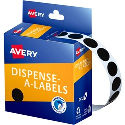 AVERY DMC14BL DISPENSER LABEL Circle 14mm Black PK 1050