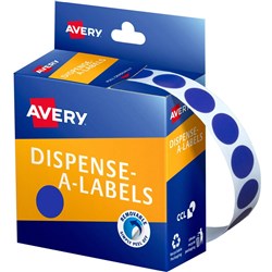 AVERY DMC14B DISPENSER LABEL Circle 14mm Blue PK 1050