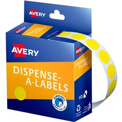 AVERY DMC14Y DISPENSER LABEL Circle 14mm Yellow PK 1050