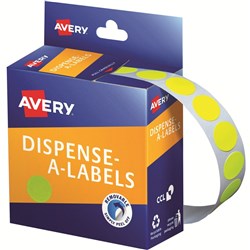 AVERY DMC14FY DISPENSER LABEL Circle 14mm Fluoro Yellow PK 700