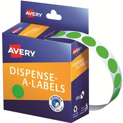 AVERY DMC14FG DISPENSER LABEL Circle 14mm Fluoro Green PK 700