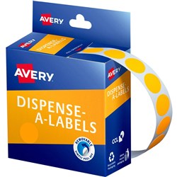 AVERY DMC14FO DISPENSER LABEL Circle 14mm Fluoro Orange PK 700