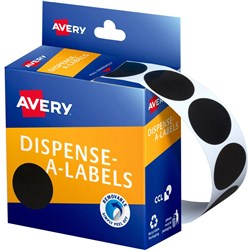 AVERY DMC24BL DISPENSER LABEL Circle 24mm Black PK 500