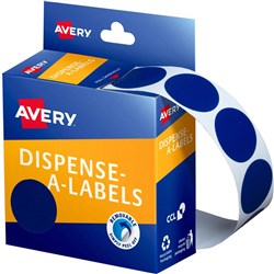 AVERY DMC24B DISPENSER LABEL Circle 24mm Blue PK 500