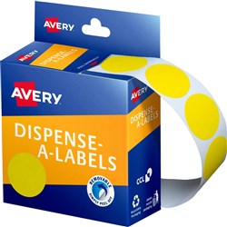 AVERY DMC24Y DISPENSER LABEL Circle 24mm Yellow PK 500