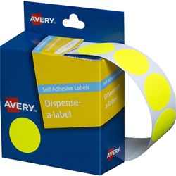 AVERY DMC24FY DISPENSER LABEL Circle 24mm Yellow PK 350