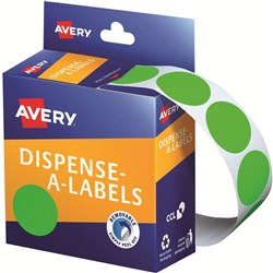 AVERY DMC24FG DISPENSER LABEL Circle 24mm Green PK 350