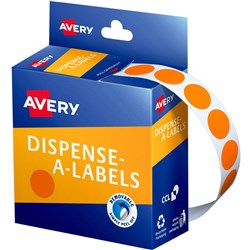 AVERY DMC14O DISPENSER LABEL Circle 14mm Orange