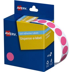 AVERY DMC14P DISPENSER LABEL Circle 14mm Pink