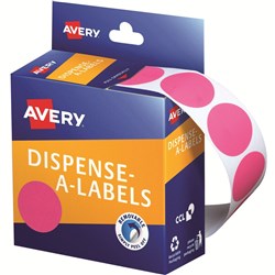 AVERY DMC24P DISPENSER LABEL Circle 24mm Pink