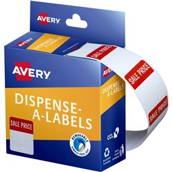 AVERY DMR2432S1 DISPENSR LABEL Prntd Sale Price 24x32 Red/Wht PK 400