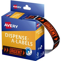 AVERY DMR1964UR DISPENSER LBL Printed Urgent 19x64mm Red PK 125