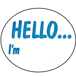 AVERY DMO5843HE DISPENSR LABEL Printed  Hello I'm 58x43 Blue PK 100