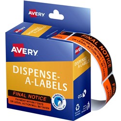 AVERY DMR1964R3 DISPENSR LABEL Printed Final Notice 19x64 Red PK 125