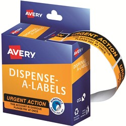 AVERY DMR1964R2 DISPENSER LBL Printed Urgent Action Orange PK 125